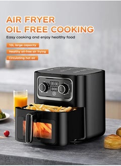 SILVER CREST 10L  Air Fryer Oven with LED Digital Touch Screen Visual Window, 360 Degree Full Baking, Non-Stick Cooking Surface Dishwasher Safe Basket, Black  - Image 3