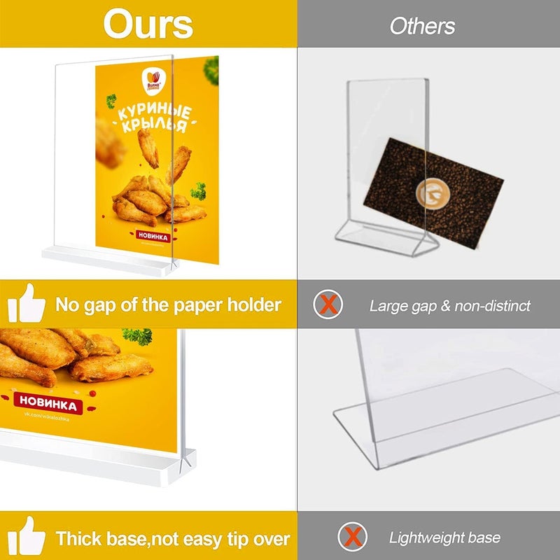 Excefore Acrylic Sign Holder A4 - Double Sided Acrylic T Shape Table Top Display Stand, Portrait Style Menu Ad Frame, Clear Picture Frame For Restaurants, Store Promotions, Photo Frames, Classroom, Office - Image 2