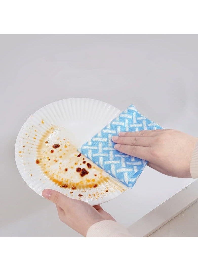 XiuWoo Disposable Cleaning Towels Wipe Dish Cloths Reusable Handy Wipes Quick-Dry Multiuse Kitchen Cloth 50 Count/Roll1 Roll Green+1 Blue - Image 4