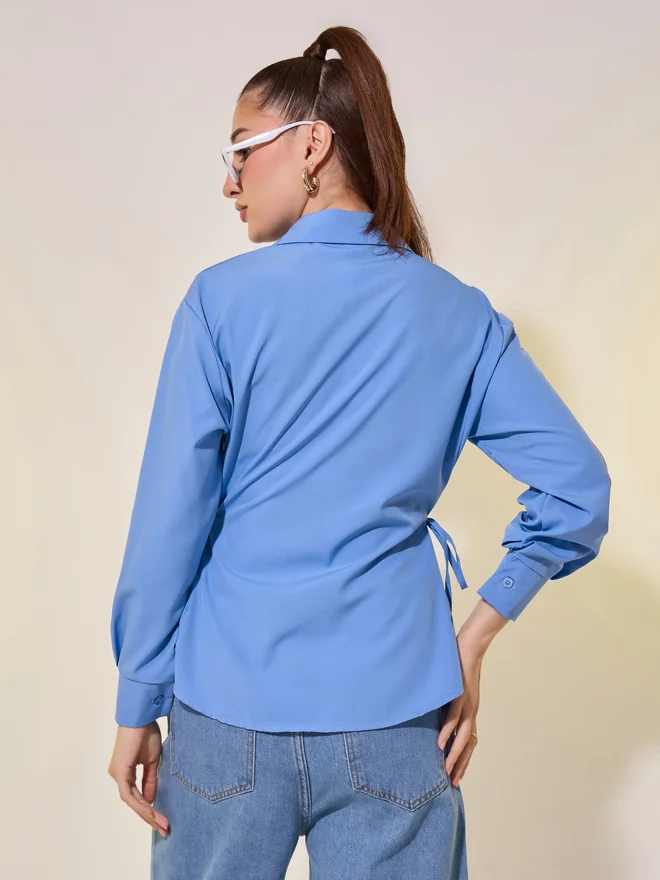 Take Two Take Two Solid Side Waist Drawstring Regular Fit Shirt