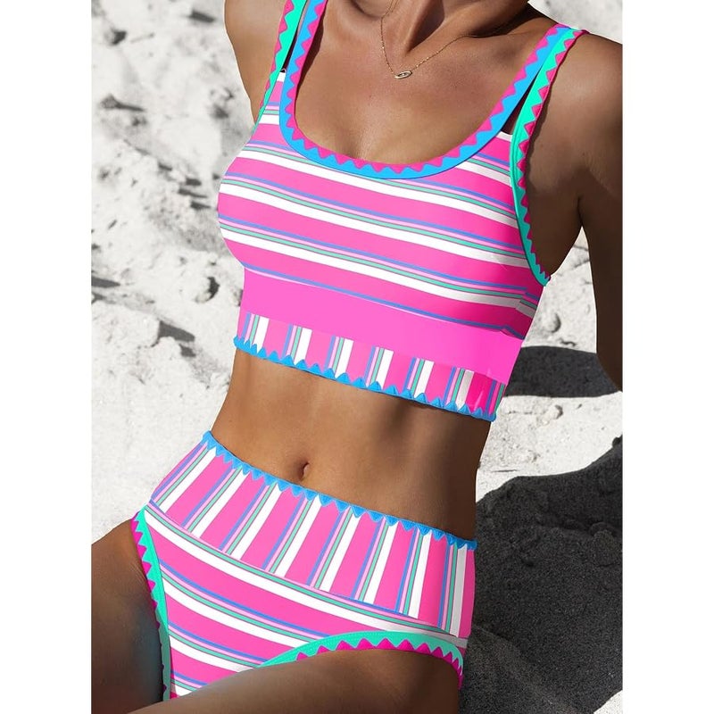 popvil High Waisted Bikini Sets for Women Tummy Control Swimsuits 3 Piece Bathing Suits Neon Swimwear with Skirt 2026 - Image 5