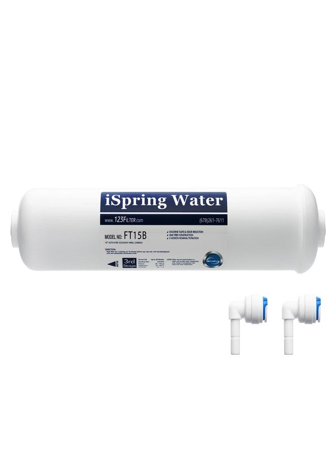 iSpring FT15B Activated Post Carbon Water Filter Replacement Cartridge with Quick Connect for Countertop Reverse Osmosis RO System RCT600 - Image 1