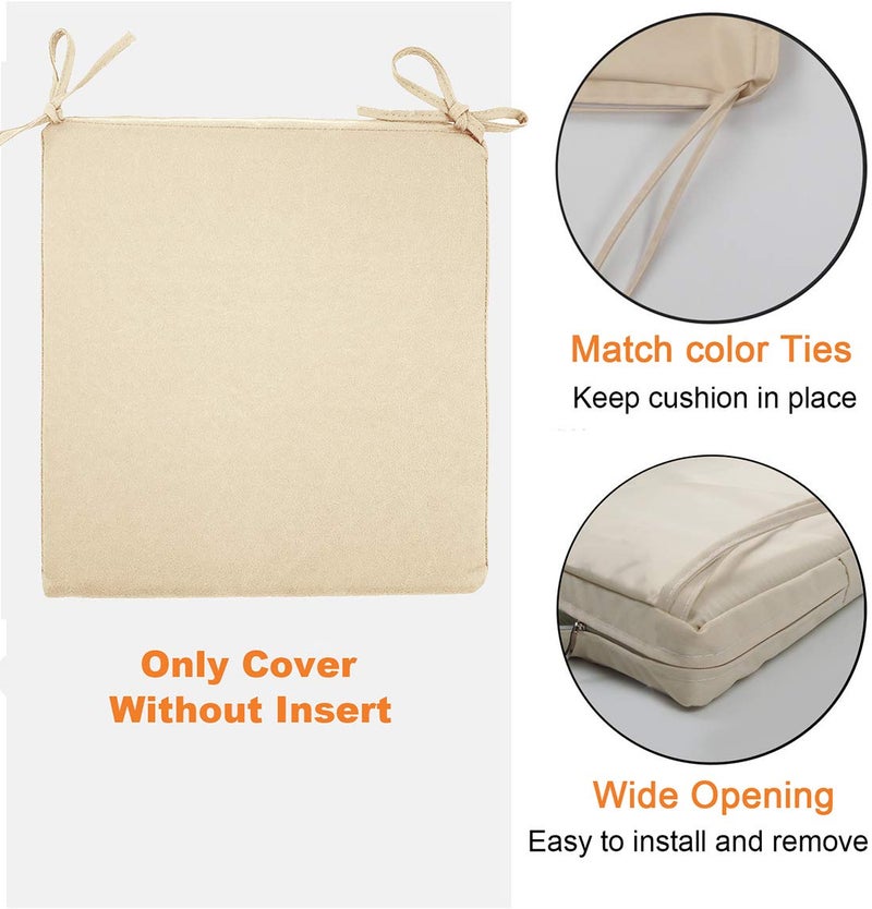 Sigmat Outdoor Seat Cushion Cover Water Repellent Square Chair Cushion Cover-Only Cover Navy 18"x18"x2"(2 covers) - Image 2