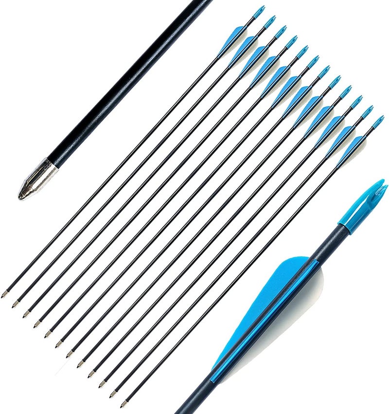 PANDARUS Archery 28" Fiberglass Archery Target Practice Arrows, for Children, Woman or Beginner, for Recuve Bow(Pack of 12) - Image 1