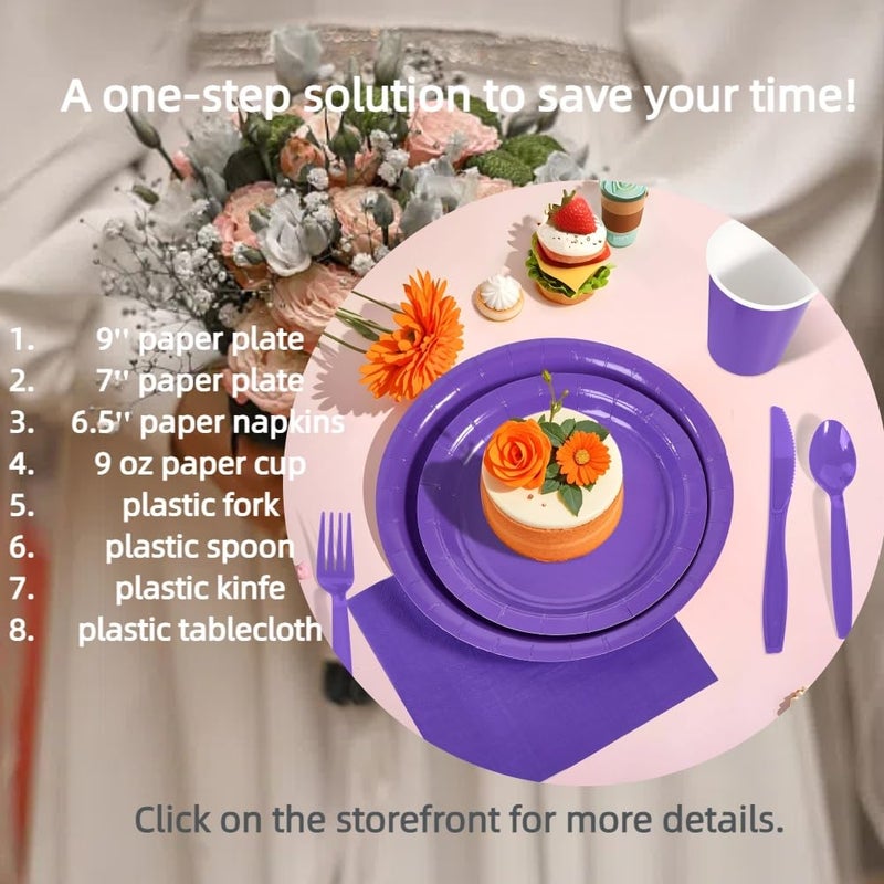 Ottin Solid Purple Paper Dinner Napkins 6.5'' Disposable Luncheon Napkins 50 Count for Birthday Wedding Party Everyday Lunch Dinner Event Mother's Day Father's Day - Image 4