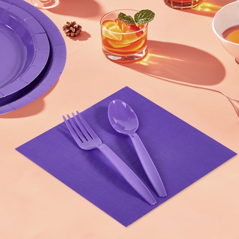 Ottin Solid Purple Paper Dinner Napkins 6.5'' Disposable Luncheon Napkins 50 Count for Birthday Wedding Party Everyday Lunch Dinner Event Mother's Day Father's Day - Image 3