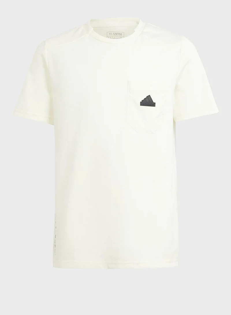 Adidas adidas J Ce T-Shirt Beige Training T-Shirts 7-8Y