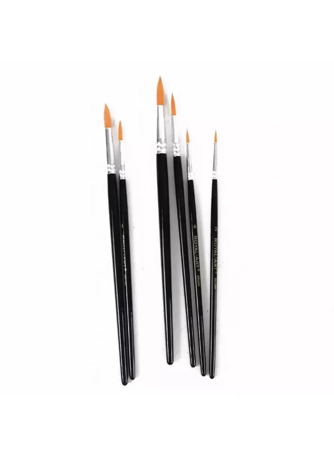 Royal Art مجموعة فرش رسم فنية ملكية 6 قطع برؤوس دائرية - أسود - Image 1