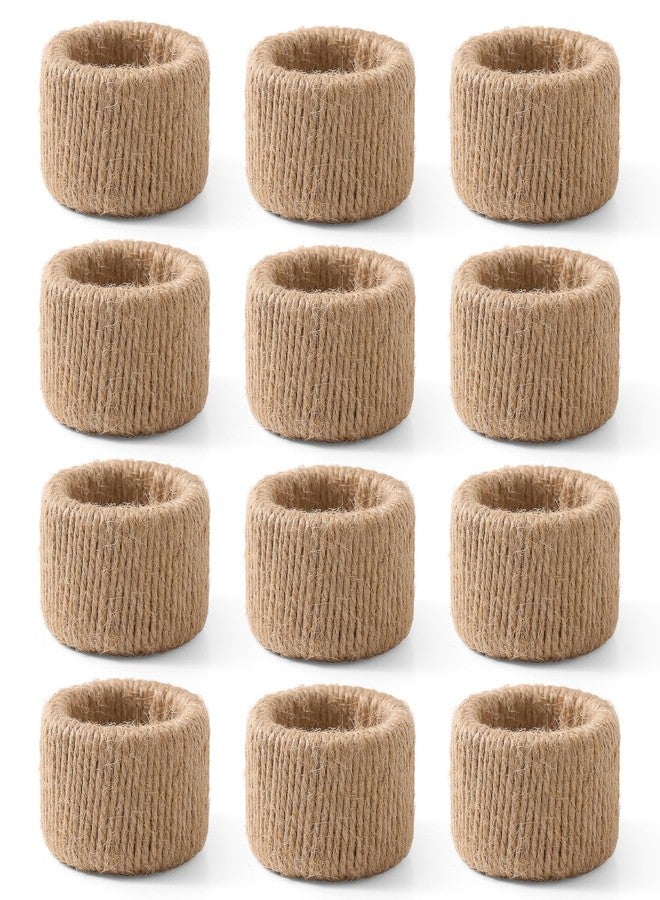 APTWOW Farmhouse Woven Jute Rope Napkin Rings Set of 12, Rustic Burlap Napkin Rings for Dinning Table, Nautical Napkin Holders Table Decor, Party Banquet Wedding Birthday - Image 1