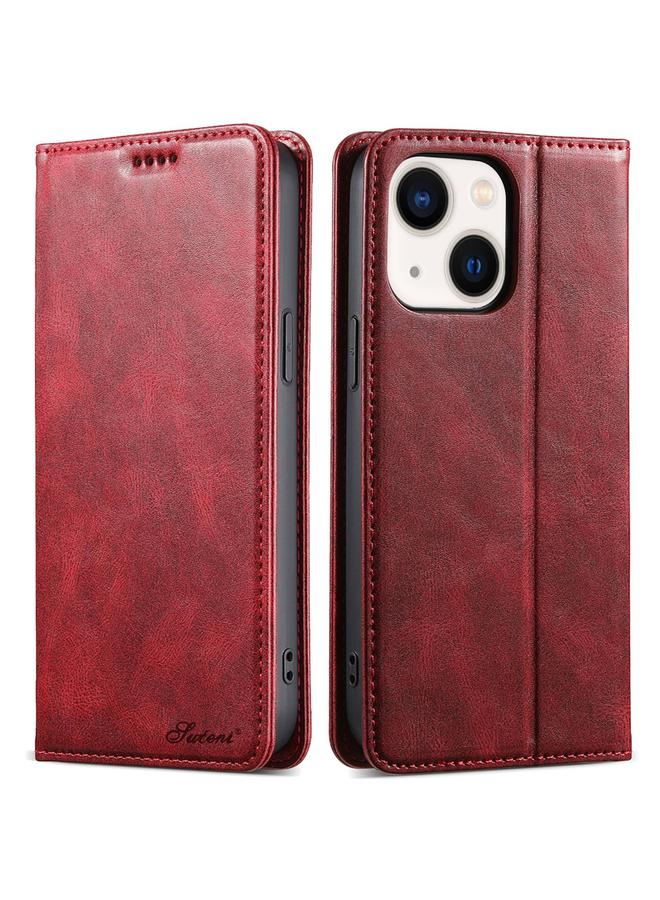 Suteni Case For iPhone 14 J02 Oil Wax Wallet Leather Phone Case - Image 1