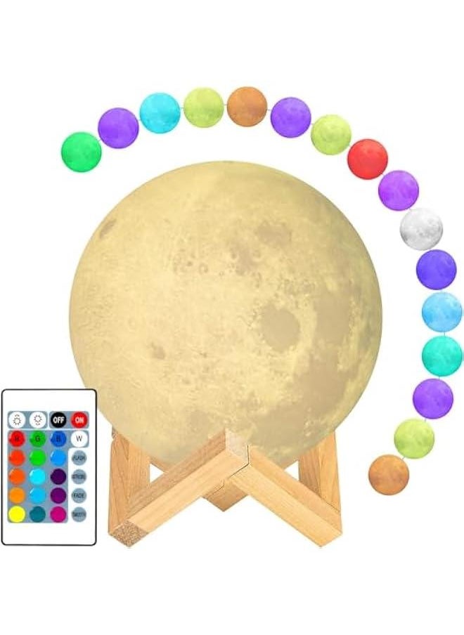 MOXO Night Lamp 4.7 inch 16 Colors LED 3D Print Moon Light with Stand & Touch Control and USB  Moon Light Lam for Kid Lover Birthday Mothers Days  - Image 1