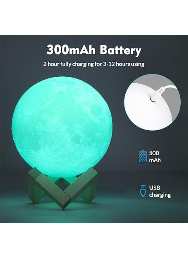 MOXO Night Lamp 4.7 inch 16 Colors LED 3D Print Moon Light with Stand & Touch Control and USB  Moon Light Lam for Kid Lover Birthday Mothers Days  - Image 3