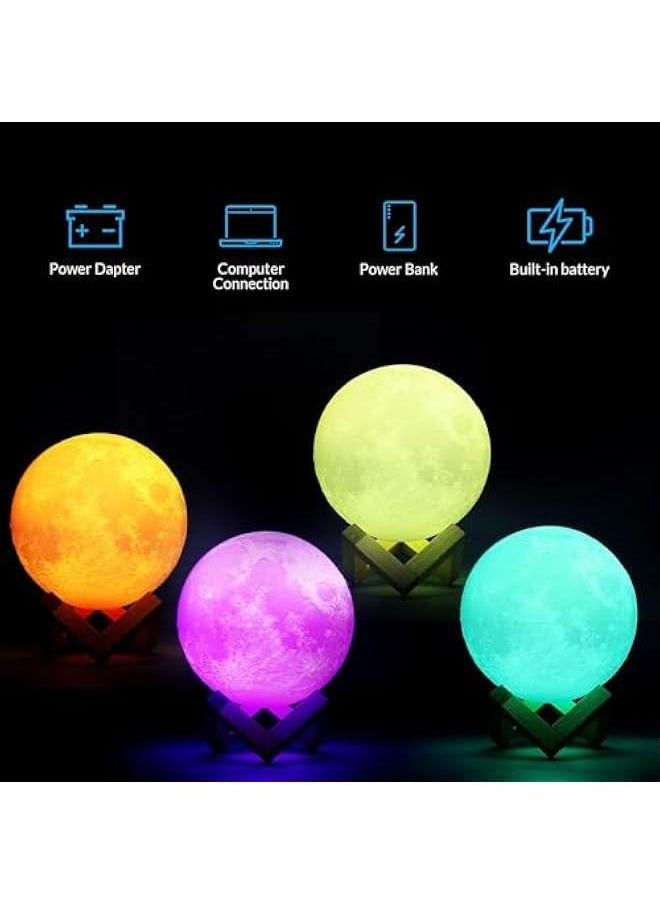MOXO Night Lamp 4.7 inch 16 Colors LED 3D Print Moon Light with Stand & Touch Control and USB  Moon Light Lam for Kid Lover Birthday Mothers Days  - Image 4