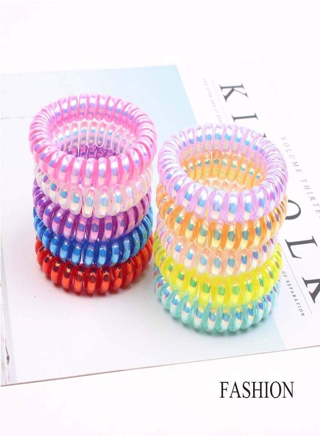 EPARTY ربطات شعر حلزونية من إي بارتي، ربطات شعر مرنة ملفوفة، ربطات شعر على شكل سلك الهاتف، ربطات شعر لا تترك تجعداً، ربطات شعر على شكل هاتف، إكسسوارات شعر ملونة للنساء والفتيات (20 قطعة) - Image 2