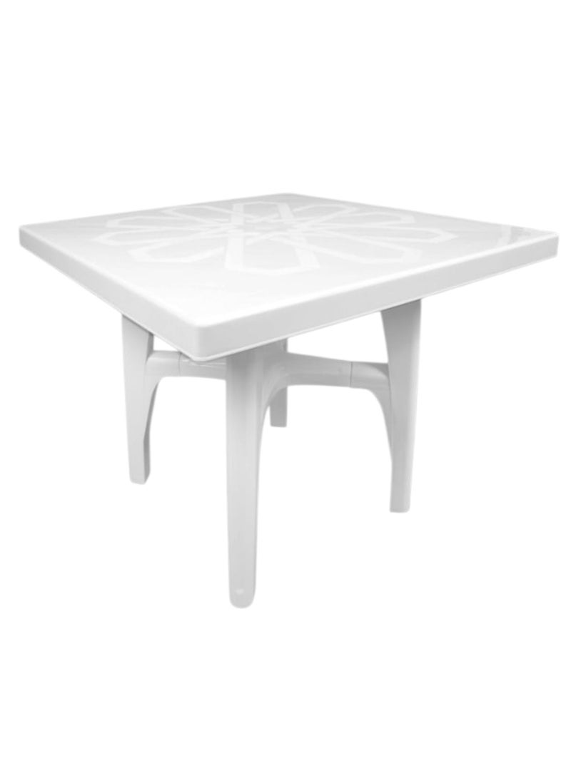 بلاستيكنا طاولة مربعة من البلاستيك عالي الجودة، مع أرجل قابل للإزالة، لون أبيض، مقاس 90*90*77سم