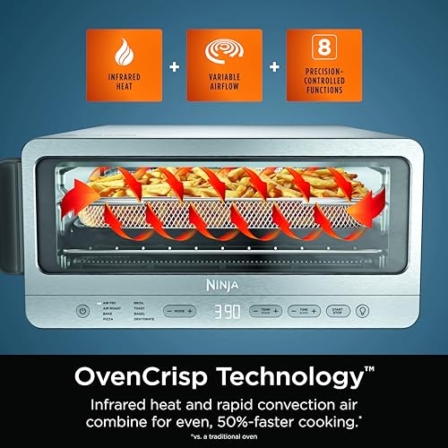 Ninja Flip Toaster Oven&Air Fryer, 8-in-1 Functionality, Flip Up&Away Capability for Storage Space, LargeCapacity, Air Fry Basket, SheetPan, Wire Rack&Removable Crumb Tray, Stainless,1800 watts, SP151 - Image 4