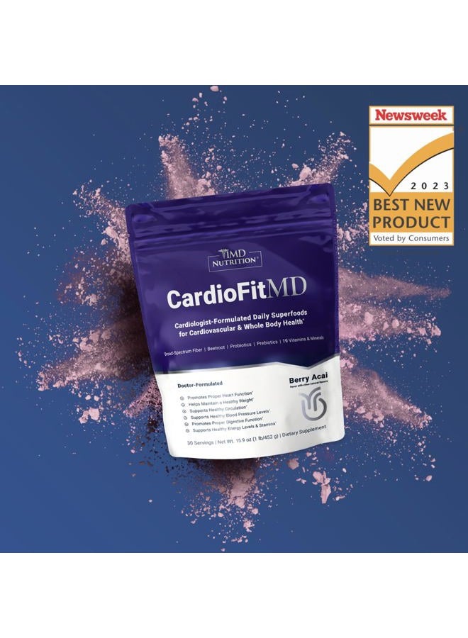 1MD Nutrition CardioFitMD - Vegan Beets Superfood Keto-Friendly Heart Health Powder - High Fiber Nutritional Supplement Drink - 30 Servings - Image 2