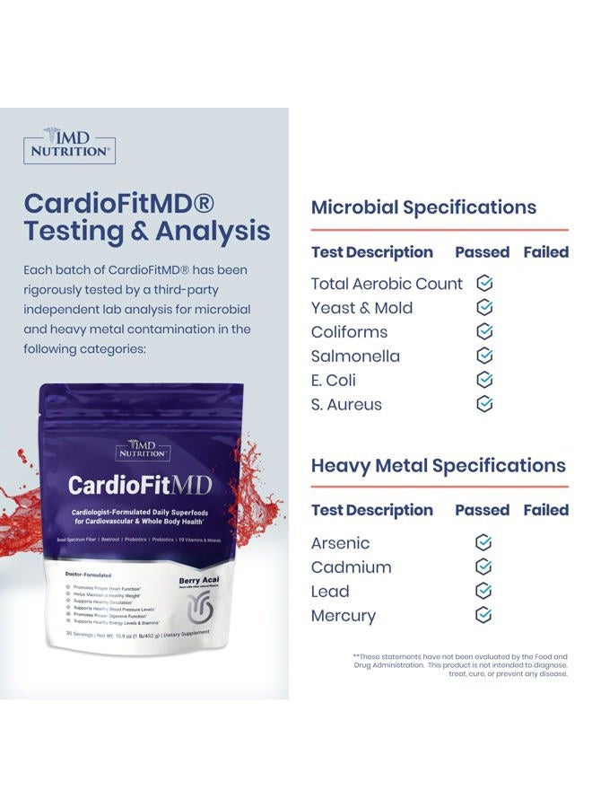 1MD Nutrition CardioFitMD - Vegan Beets Superfood Keto-Friendly Heart Health Powder - High Fiber Nutritional Supplement Drink - 30 Servings - Image 3