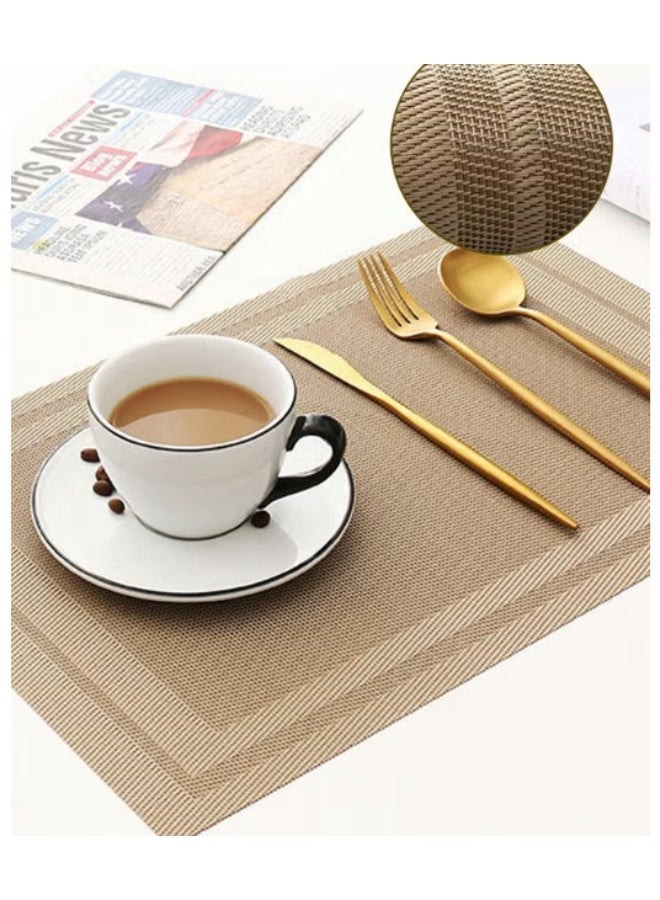 6 Pieces Placemat High-quality PVC Material Heat Insulation Anti-oil Not Easy to Mold Suitable for Home Use Hotel Restaurant Cafe Etc Beige 45x30 cm - Image 2