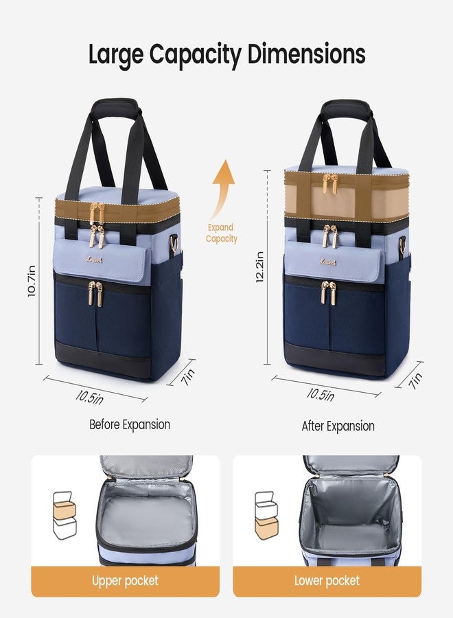 LOVEVOOK Insulated Lunch Bag Women Men,Expandable Double Deck Lunch Box for Women With Large Cup Holder,Leakproof Cooler Bag For Adult Lunch Tote Bag Work Picnic Beach with Adjustable Shoulder Strap - Image 5