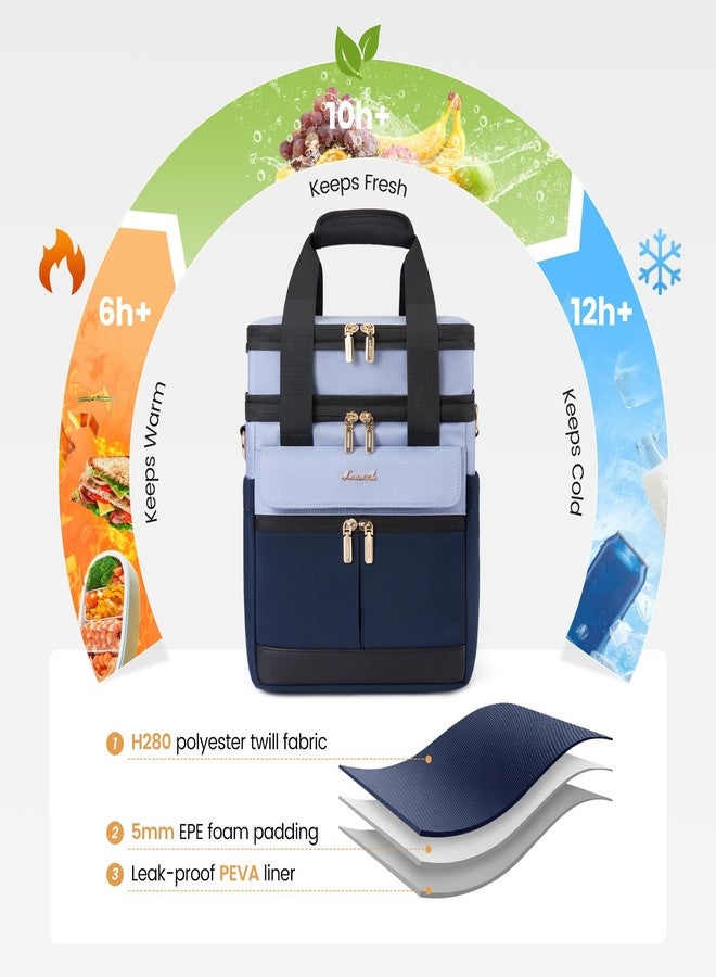 LOVEVOOK Insulated Lunch Bag Women Men,Expandable Double Deck Lunch Box for Women With Large Cup Holder,Leakproof Cooler Bag For Adult Lunch Tote Bag Work Picnic Beach with Adjustable Shoulder Strap - Image 3
