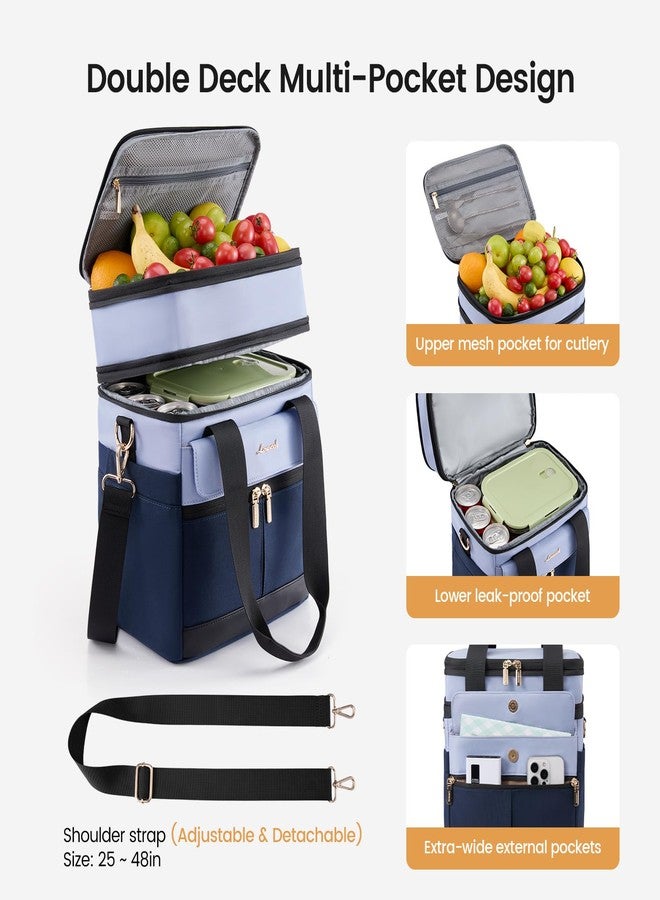 LOVEVOOK Insulated Lunch Bag Women Men,Expandable Double Deck Lunch Box for Women With Large Cup Holder,Leakproof Cooler Bag For Adult Lunch Tote Bag Work Picnic Beach with Adjustable Shoulder Strap - Image 4