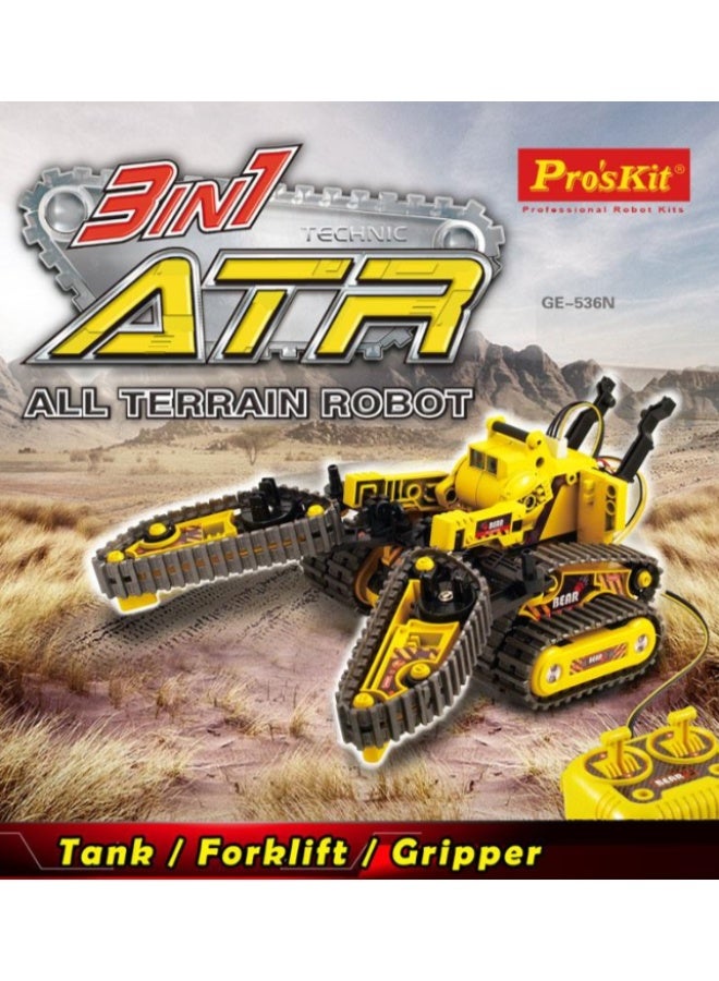 Pro'skit Pro’sKit GE-536N 3-in-1 All Terrain Robot Kit – DIY STEM Transforming Robot Toy for Kids (Tank, Stacker & Claw Car) - Image 3