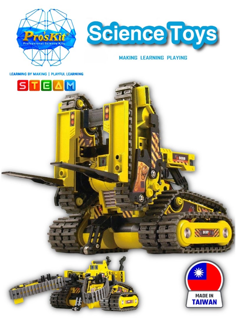 Pro'skit Pro’sKit GE-536N 3-in-1 All Terrain Robot Kit – DIY STEM Transforming Robot Toy for Kids (Tank, Stacker & Claw Car) - Image 1