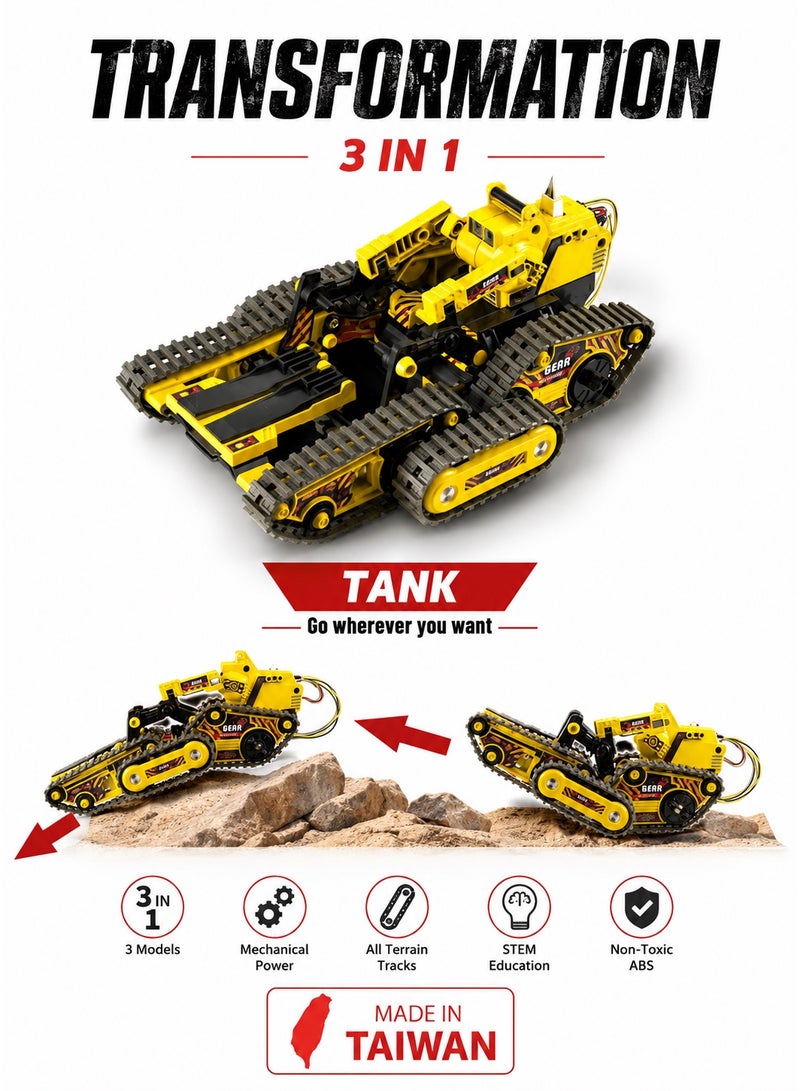 Pro'skit Pro’sKit GE-536N 3-in-1 All Terrain Robot Kit – DIY STEM Transforming Robot Toy for Kids (Tank, Stacker & Claw Car) - Image 5