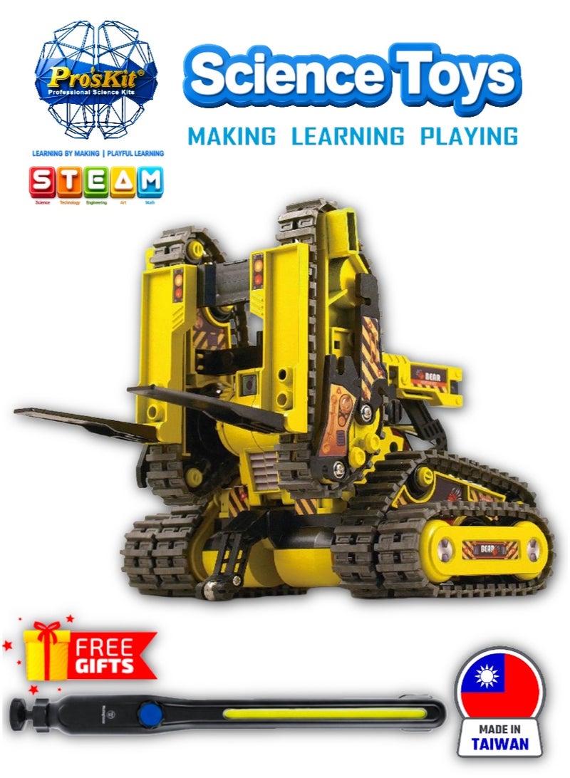 Pro'skit Pro’sKit GE-536N 3-in-1 All Terrain Robot Kit – DIY STEM Transforming Robot Toy for Kids (Tank, Stacker & Claw Car) - Image 1