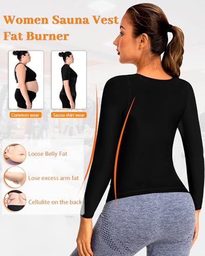 QZSH Sauna Suit for Women Slimming Shirt Sweat Vest Heat Trapping Tank Top Workout Body Shaperwear,Adjustable waist,Breathable Armpit,Double Non-slip Silicone(6016-01-L) - Image 2