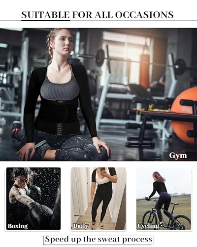 QZSH Sauna Suit for Women Slimming Shirt Sweat Vest Heat Trapping Tank Top Workout Body Shaperwear,Adjustable waist,Breathable Armpit,Double Non-slip Silicone(6016-01-L) - Image 5