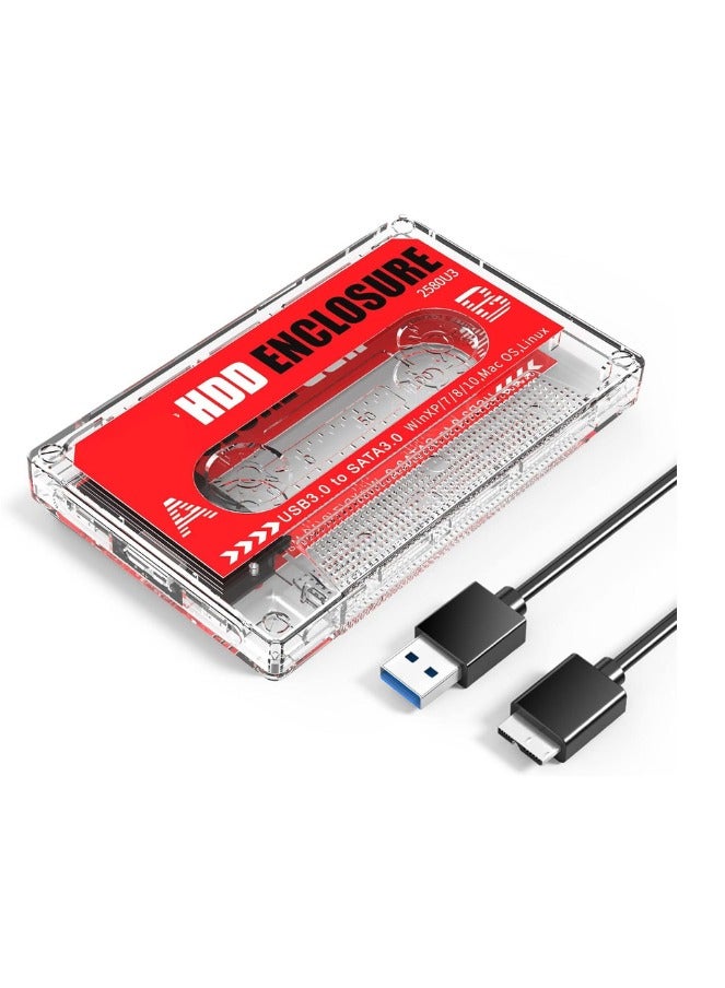 2.5-Inch USB 3.0 to SATA 3 External Hard Drive Enclosure – Transparent Tool-Free Case for 7mm/9.5mm HDD or SSD – Supports up to 4TB – UASP Compatible  - Image 1