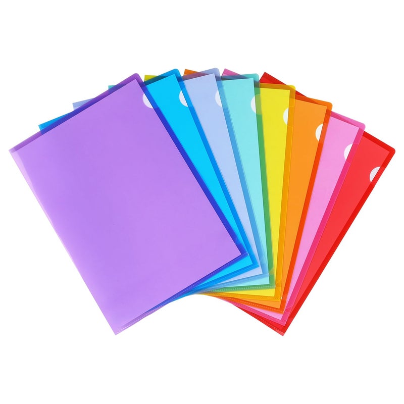 Tamaki 16 Pack Clear Plastic Folders Sleeves, Plastic Sleeves for Documents Transparent Paper Poly Jacket Sleeves Folders, 8 Assorted Colors - Image 1