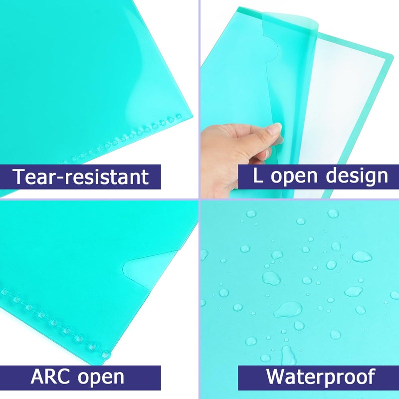 Tamaki 16 Pack Clear Plastic Folders Sleeves, Plastic Sleeves for Documents Transparent Paper Poly Jacket Sleeves Folders, 8 Assorted Colors - Image 4