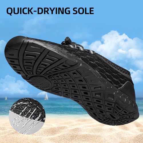 DOUSSPRT Men's Water Shoes Quick Drying Sports Aqua Shoes AllBlack Mesh Size 8 - Image 4