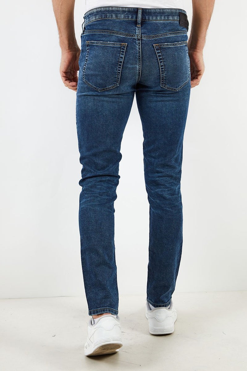 DIESEL Men Slim Fit Washed Stretchable Denim Jeans, Navy - Image 3