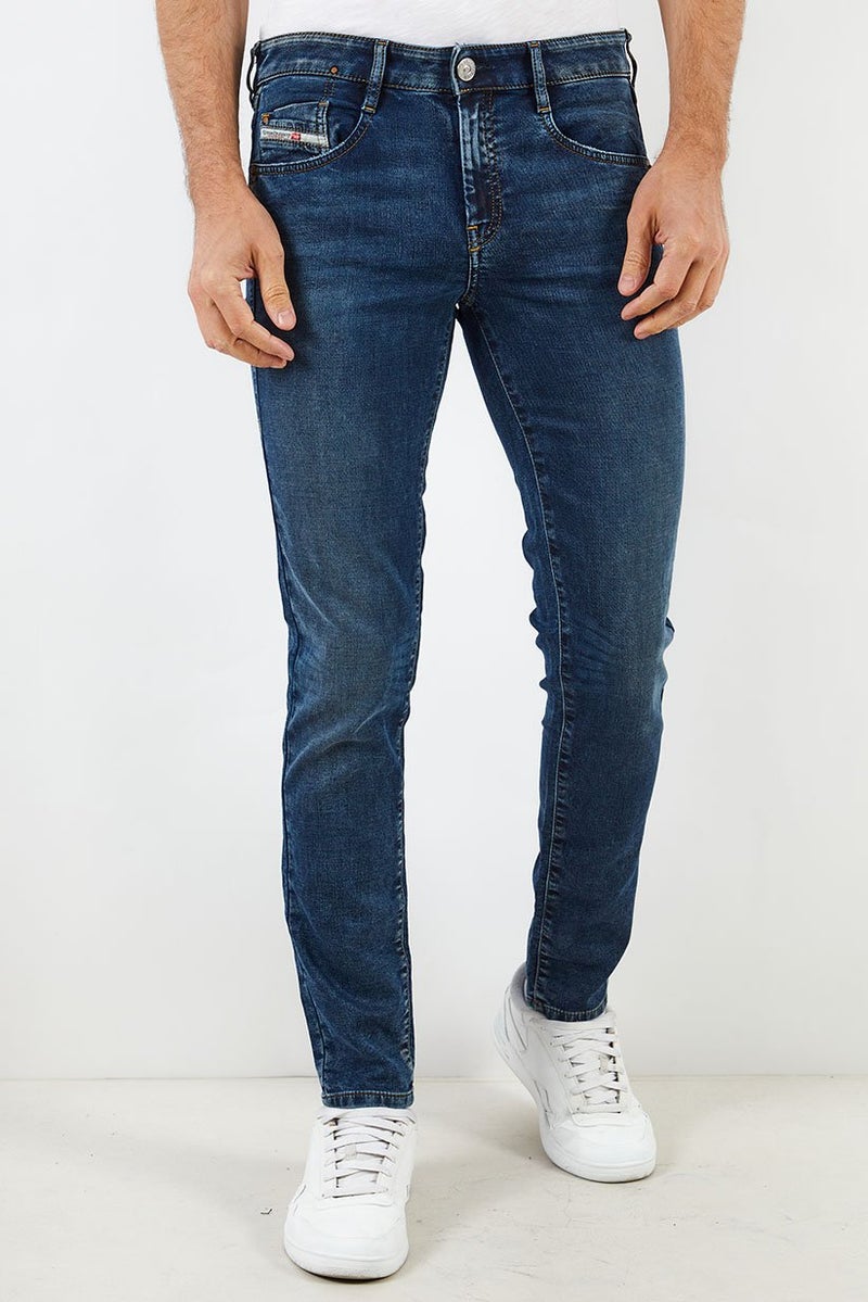 DIESEL Men Slim Fit Washed Stretchable Denim Jeans, Navy - Image 1