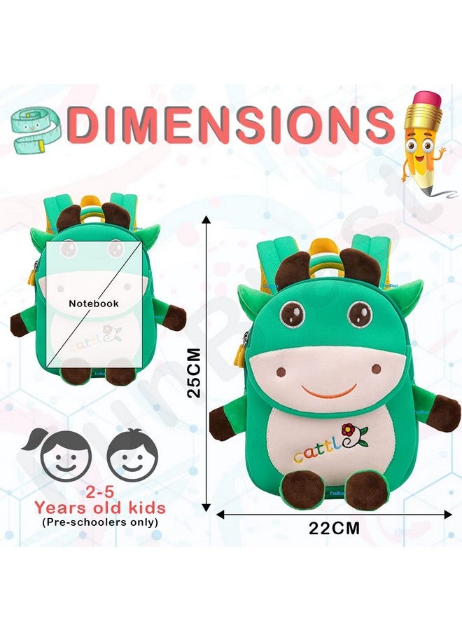 FunBlast Cute Miniature Fancy Bag for Kids - Small Size Picnic Bag for Baby,Boys,Girls/Lightweight Travel Mini Backpack for Kids - Multi Color (ONLY FOR 2-5 YEAR OLD) (My Funny Cow -Green) - Image 2