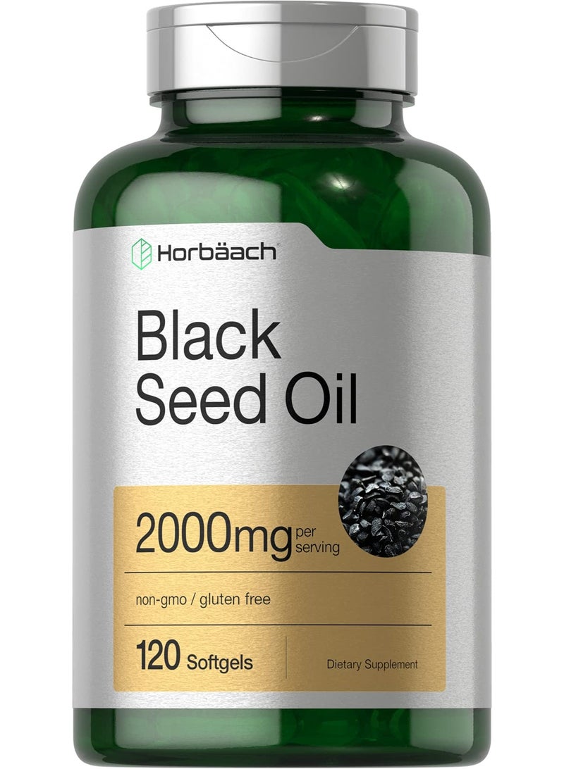 هرباخ Horbaach زيت الحبة السوداء 2000 ملغ – معصور على البارد من Nigella Sativa مع أوميغا 6 و9 – دعم المناعة ومضادات الأكسدة – 120 كبسولة سوفت جل - Image 1