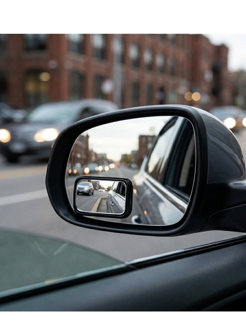 3R Car Blind Spot Mirror 3R-211 B Pillar Side Mirror 360 Degree Adjustable HD Glass Wide Angle Convex Mirror with 3M Adhesive Universal Rearview Auxiliary Mirror for Car SUV Truck Bus Safety Driving - Image 1