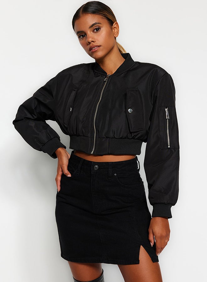 trendyol Black Slit High Waist Mini Denim Skirt TWOAW23ET00285  - Image 3