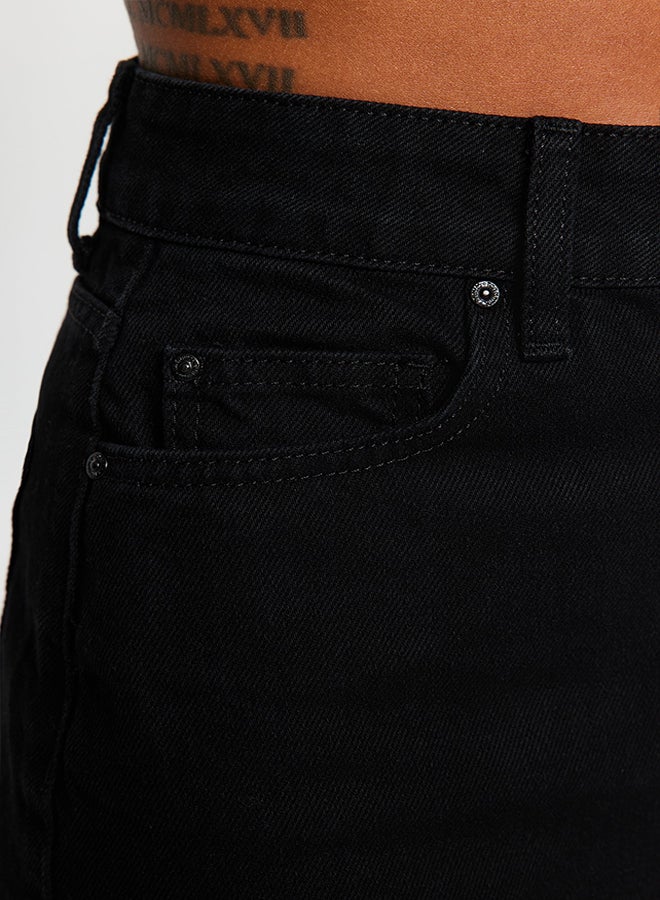 trendyol Black Slit High Waist Mini Denim Skirt TWOAW23ET00285  - Image 5