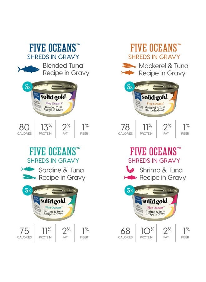 Solid Gold Five Oceans Wet Cat Food Variety Pack - Seafood - Canned Cat Food, 12 Pack - Image 5