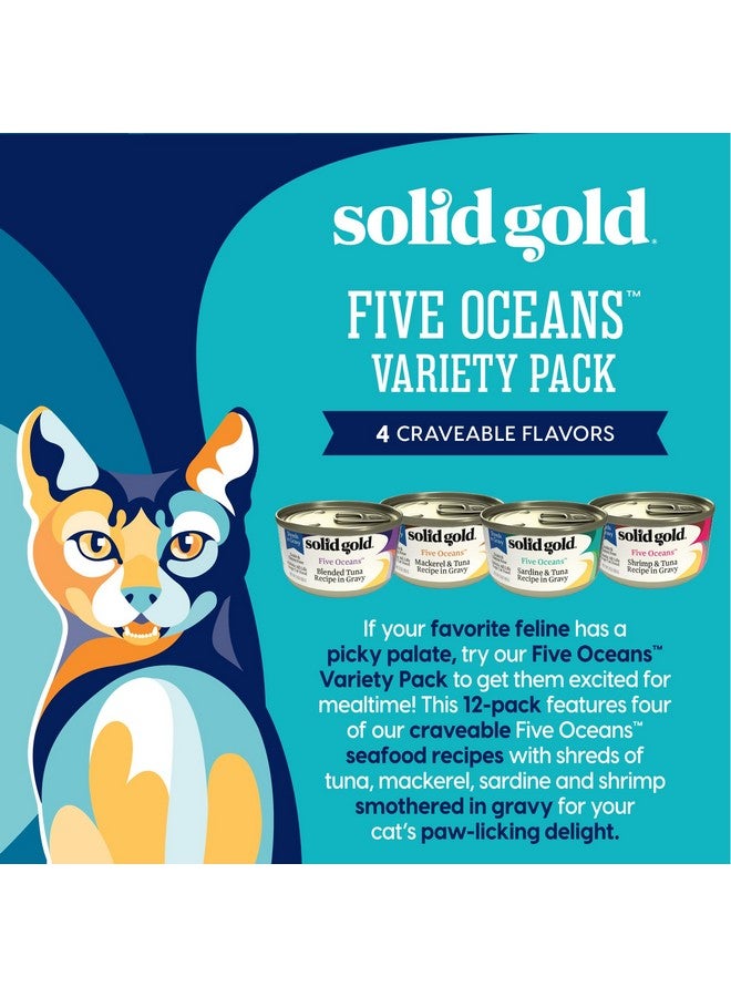 Solid Gold Five Oceans Wet Cat Food Variety Pack - Seafood - Canned Cat Food, 12 Pack - Image 2
