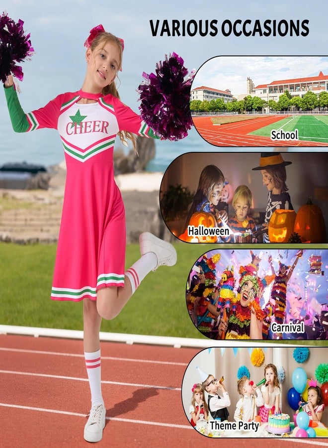 LOLANTA Cheerleader Outfit for Girls Cheerleading Costume for Halloween Dress Cosplay Girls Birthday Gift (Pink, 10-11 Years) - Image 4