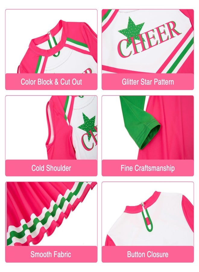 LOLANTA Cheerleader Outfit for Girls Cheerleading Costume for Halloween Dress Cosplay Girls Birthday Gift (Pink, 10-11 Years) - Image 3