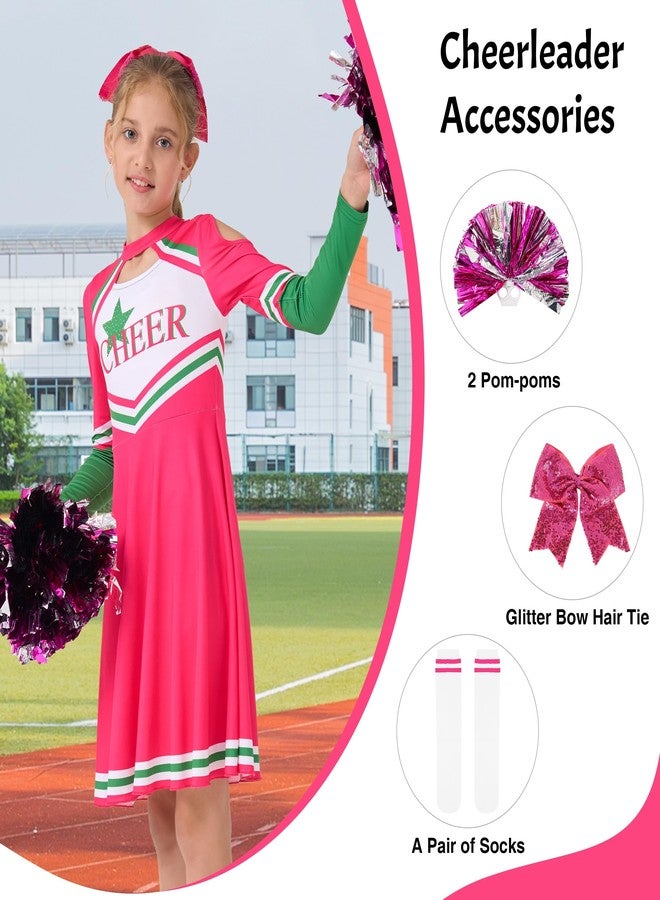 LOLANTA Cheerleader Outfit for Girls Cheerleading Costume for Halloween Dress Cosplay Girls Birthday Gift (Pink, 10-11 Years) - Image 5