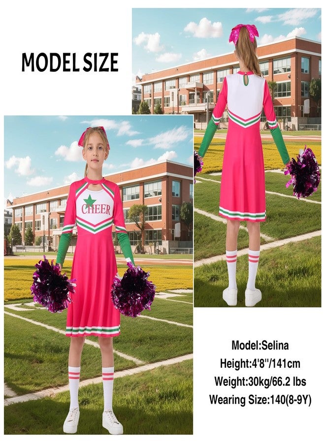 LOLANTA Cheerleader Outfit for Girls Cheerleading Costume for Halloween Dress Cosplay Girls Birthday Gift (Pink, 10-11 Years) - Image 2