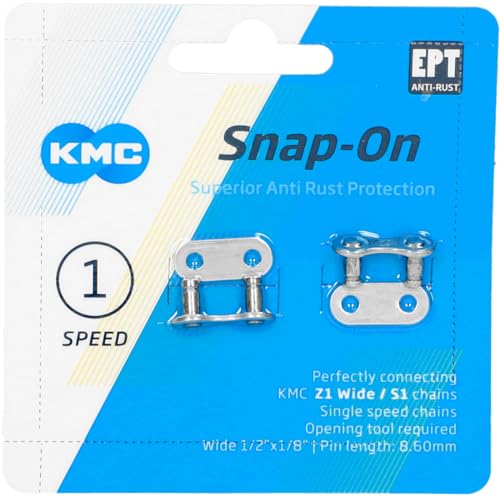 KMC Single Speed EPT Snap-On Link, Dark Silver, Wide (1/8") - Image 1